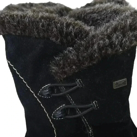 Rieker Suede Winter  Ankle Boots Lined Genuine Leather Black Size 38 - Picture 3 of 12